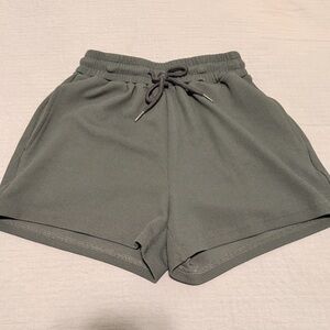 SHEIN Gray Waffle Knit Drawstring Athletic Shorts